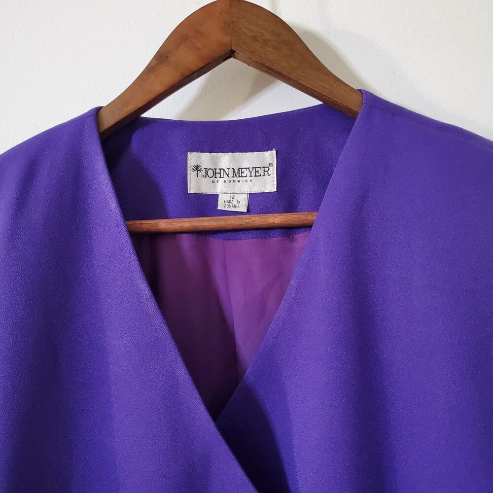 John Meyer of Norwich Size 14 2-Piece Skirt Suit Set VTG Double Breasted Purple - Picture 5 of 15